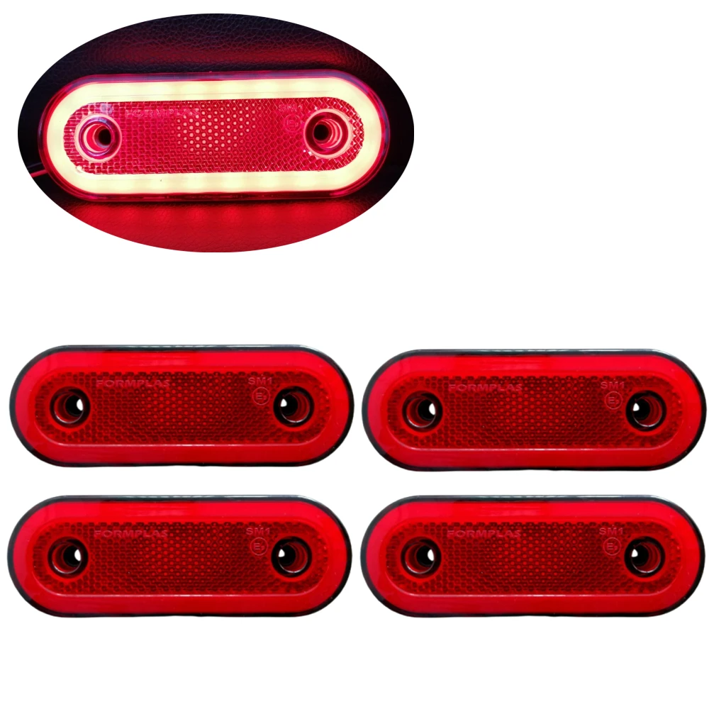 4PCS Side Marker Lights 20 LED 12 v LED Lamp 24 v Truck Lights White Amber Oval  - £149.13 GBP