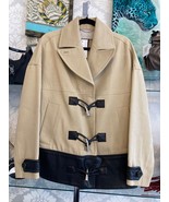 Jason Wu Khaki Pea Coat with Leather Trim &amp; Modern Toggle Closures – Size 6 - $775.27 CAD