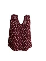 Old Navy Womens Shirt Size XS Sleeveless Maroon Red Birds Lace Trim Top - £9.38 GBP