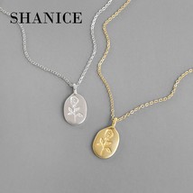 SHANICE S925 sterling silver necklace INS personality simple rose geometric roun - $18.24