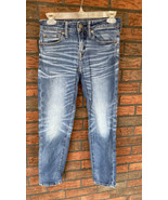 American Eagle Airflex + Skinny Jeans 26 Blue Stretch Denim Distressed J... - $7.60