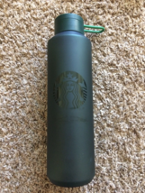 Starbucks Emerald Green Water Bottle Soft Texture Plastic 24oz - £8.81 GBP