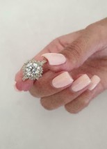 2.50 Karat Künstlicher Diamant Halo Verlobung Hochzeit Ring 14K Weiß Vergoldet - £124.67 GBP