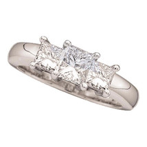 14k White Gold Princess Diamond 3-stone Bridal Wedding Engagement Ring 3/4 Ctw - £1,425.37 GBP