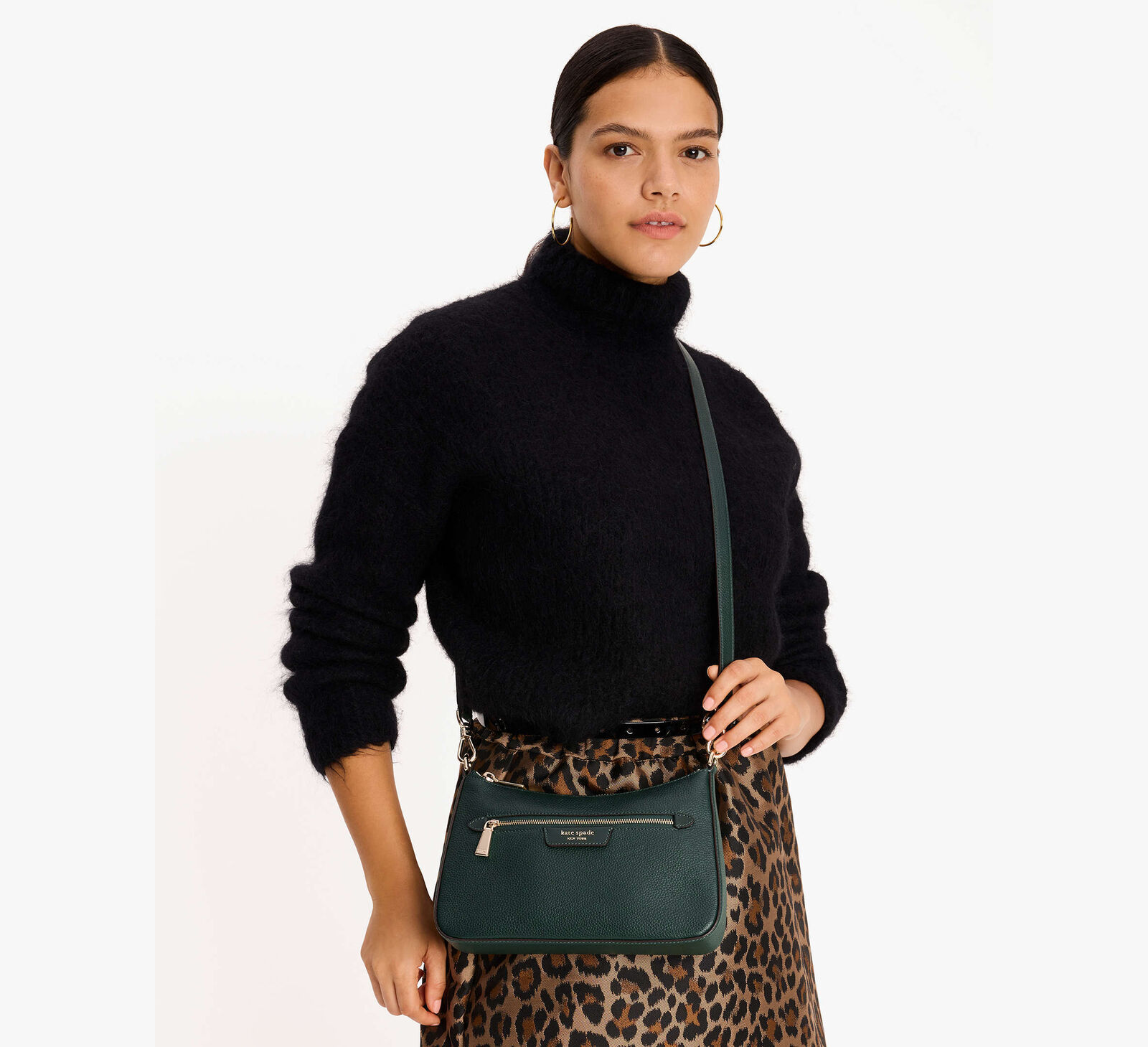 Kate Spade Hudson Convertible Crossbody Leather Clutch Shoulder Bag ~NWT~ Pine Item image 3