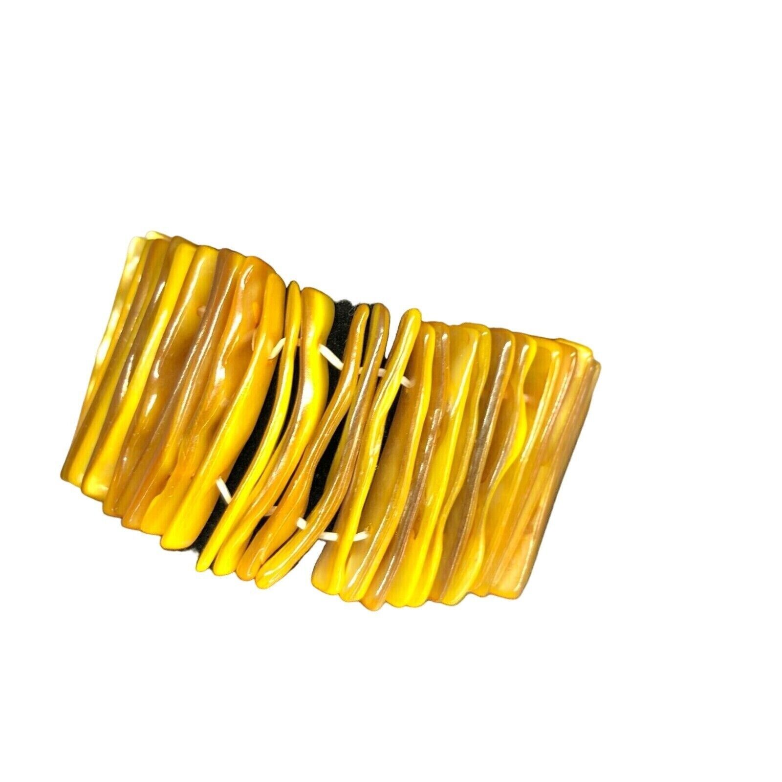 Nicole's Bold Yellow Long Beaded Stretch Bracelet 6" Unstretched NWT - $10.89