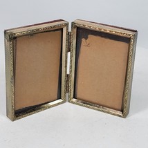 Vintage Standing Picture Frame Gold Tone HoldsTwo 2x3 Inch Photos - $4.50