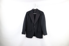 Vintage 50s Rockabilly Mens Size 40S Wool Prom Tuxedo Smoking Jacket Black USA - £110.75 GBP