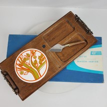 Vintage 1970s Imperial Deluxe Hostess Server Walnut Finish 17x8 Inch w/ Box - $82.28