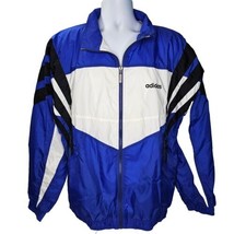 Adidas Windbreaker Track Jacket Mens Large Blue Black Stripe Lined Full Zip VTG - £27.68 GBP