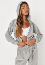 Missguided Grey Velour Lounge Cropped Hoody Uk 10 (MSGD1-1) - £27.86 GBP