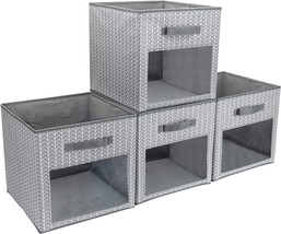 Domeraax Cube Storage Bin 4 Pack With Clear Window Large Boxes Basket With - £30.67 GBP