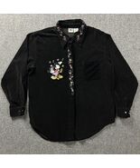Vintage Disney Catalog Shirt Womens XL 16/18 Black Velvet Button Up Mick... - $48.84 CAD