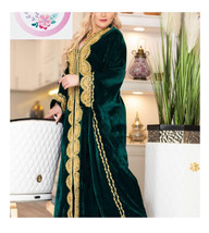 Wedding Moroccan  Caftan Gown Islamic Dubai Royal Abaya Kaftan Velvet Ge... - £78.64 GBP
