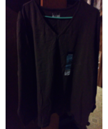 BASIC EDITIONS Men's Size 3x Long Sleeve V-Neck Brown T-Shirt - $9.98