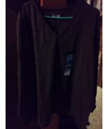 BASIC EDITIONS Men&#39;s Size 3x Long Sleeve V-Neck Brown T-Shirt - $188.58 MXN