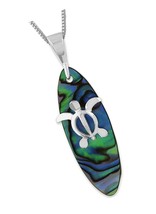 Sterling Silver Abalone Shell Surfboard Turtle Pendant 16+2 - £90.81 GBP