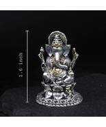2D 925 Solid Sterling Silver Oxidized Ganesha Statue religious Diwali gift - €72,62 EUR