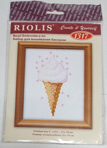 RIOLIS Ice Cream Dessert Bead Embroidery Cross Stitch Kit #1317 NEW 4&quot; x 4&quot; - £5.34 GBP