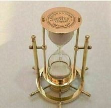 Vintage Nautical Brass Antique Glass Hourglass Compass Wheel Sand Timer ... - $41.33