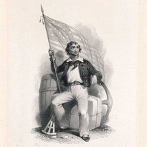 Vignette of sailor holding flag, Die proof on india, sunk on card, circa... - $1,645.25 MXN