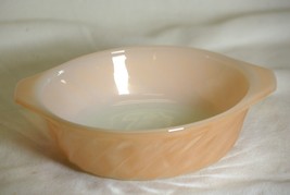 Fire King Peach Luster Glass Bowl Swirl Pattern Tab Handles Anchor Hocking MCM - £10.27 GBP
