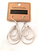 New Fashion Jewelry Earrings Silver Tone Dangle Multiple Tear Drop French Wire - £7.91 GBP