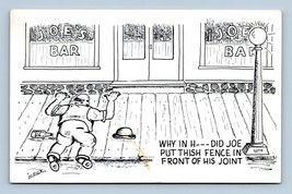 Drunk Thinks Porch Is a Fence Frick Signed Comic Chrome Postcard K13 - £3.07 GBP