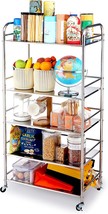 Stainless Steel Cart With Wheels 5 Tier Kitchen Cart With Storage Metal ... - £83.12 GBP