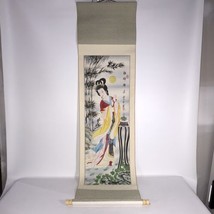 CHINESE HAND PAINTED SCROLL Watercolor on Paper Painting Diao Chan Moon ... - $79.99