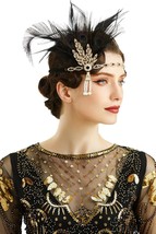 1920s Flapper Feather Headband Roaring 20s Showgirl Gatsby Headpiece - £27.96 GBP