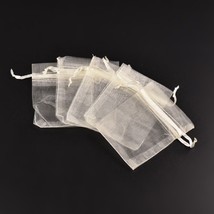 10 Ivory Organza Gift Bags Jewelry Drawstring Sack Sheer Party Favors - £3.51 GBP
