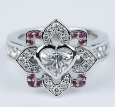 Heart Shape 2.75Ct Diamond 14k White Gold Finish Lotus Engagement Ring Size 9.5 - £133.64 GBP