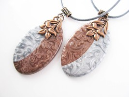 Marbled Pattern Polymer Clay Necklace casual Fashion Jewelry For women - £16.78 GBP