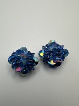 Vintage Iridescent Blue Clip Earrings 2.6cm  - £11.87 GBP