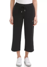 New Calvin Klein Black Cotton Wide Leg Drawstring French Terry Pants Size L - £48.95 GBP