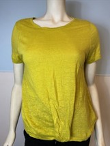 Rachel Roy Chartreuse Linen Short Sleeve T Shirt Size M - £15.17 GBP