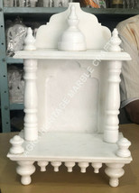 14&quot;x9&quot; White Marble Pooja Ghar Temple Handmade Home Mandir Gift Decor E1465 - £494.42 GBP