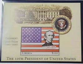 10th President John Tyler $100 Stamp Liberia Mystic Stamp Company - $18.40 MXN