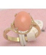 VINTAGE 14K GP.GEMSTONE 8x10mm CORAL COCKTAIL RING sz 5 - $14.85