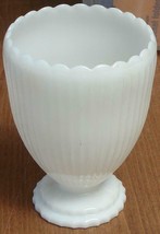 Vintage Napco Milk Glass Footed Vase - Vgc - Escalloped Rim - Pretty Design - £31.64 GBP
