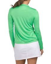 NWT Ladies STELLA PARKER Spring Green Ruched Long Sleeve Mock Golf Shirt L & XL image 2