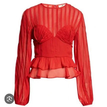 Farm Rio Women’s Pleated Peplum Blouse Top size XS NWT Red Romantic Femi... - $1,844.19 MXN