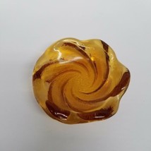 Vintage Heavy Amber Glass Swirl Style Ashtray Trinket Tray, Home Decor - £21.66 GBP