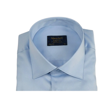 Men 100% Sateen Cotton Shirt Manschett Quesste Turkey Slim Fit 4010-11 SKy Blue image 2