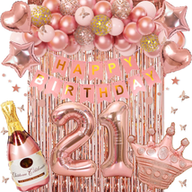 21St Birthday Decorations for Her, Rose Gold Birthday Party Decoration f... - $25.51