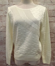 Vtg 80s Designers Originals Womens M Pullover Sweater Ivory Open Pointelle Knit  - £34.59 GBP