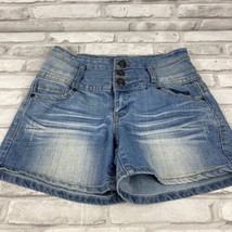 Blue Asphalt Triple Button Denim Jean Shorts Women Juniors Size 7 Light ... - $20.22