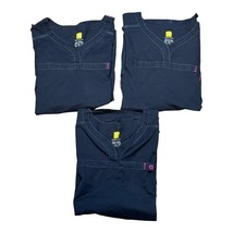 WonderWink WonderFLEX Womens 5XL Scrub Top Black Nursing 2 Pockets Lot Of 3 - $37.39