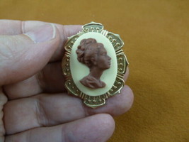 CA2-10 Rare African American LADY ivory + milk chocolate resin CAMEO Pin Pendant - £24.65 GBP